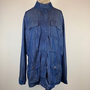 Foxcroft NYC Blue Tencel Jacket Sz L